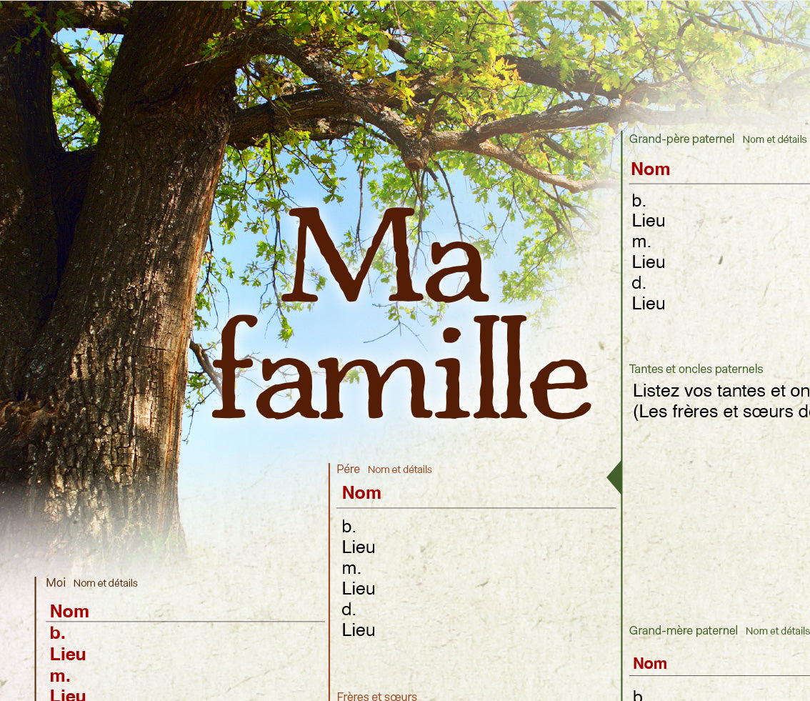 DIY Fillable PDF 8-Generation Family Tree Chart
